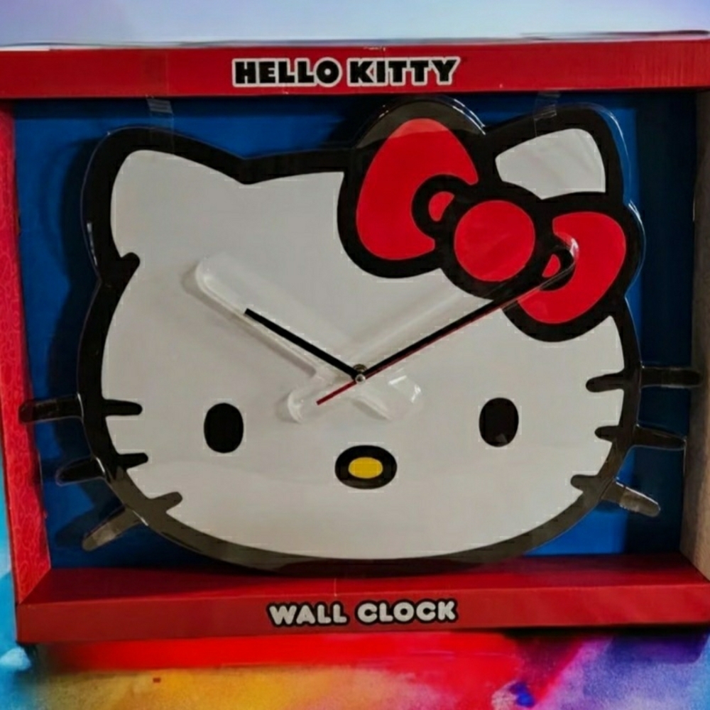 Hello Kitty Wall Clock - White, Red, and Black